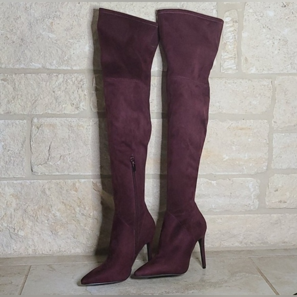 Kendall + Kylie “Kayla” Thigh-High Suede Boots – Size 9, Burgundy or Black (NWT)